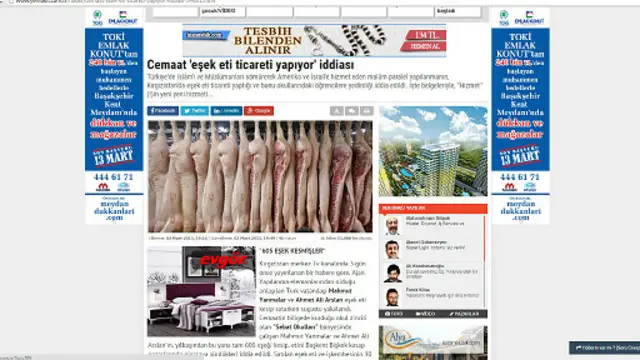 Турк нашри эшак гўшти можаросига Гулен жамоатининг алоқаси бор деб ёзади.