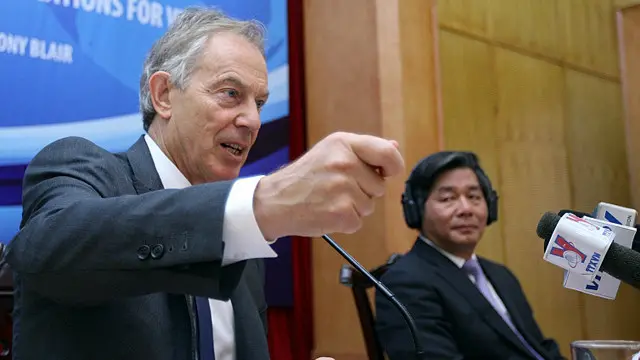 Cựu thủ tướng Anh, ông Tony Blair, trong hội thảo ngày 4/3 tại Hà Nội