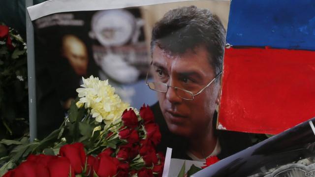 Портрет Бориса Немцова на месте гибели