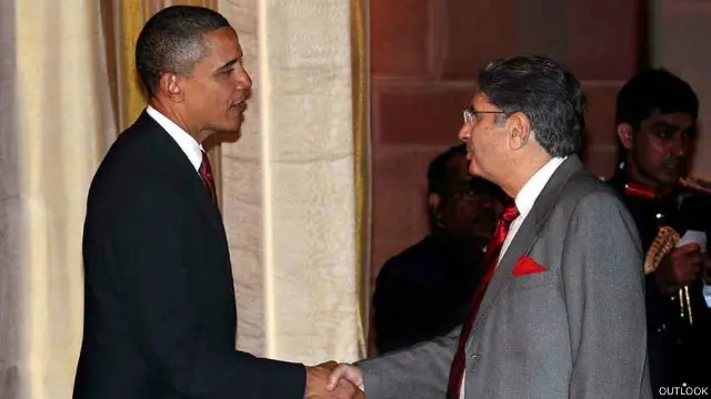 अमरीकी राष्ट्रपति के साथ विनोद मेहता