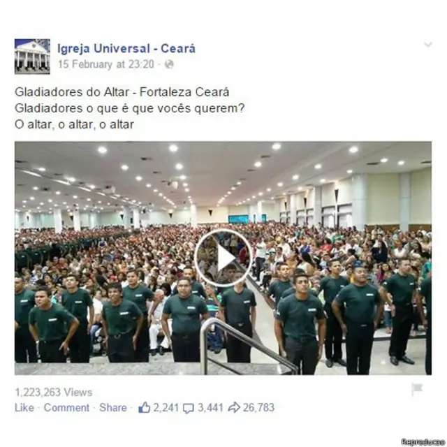 Vídeo dos Gladiadores do Altar | Foto: Reprodução