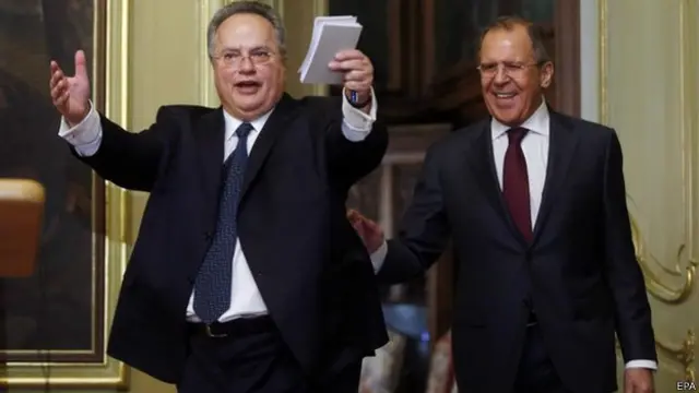 Никос Коциас и Сергей Лавров.