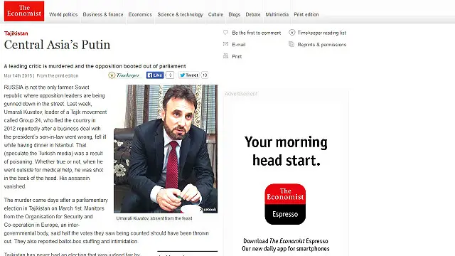 The Economist журнали кимни Марказий Осиёнинг "Путини" деб атади?