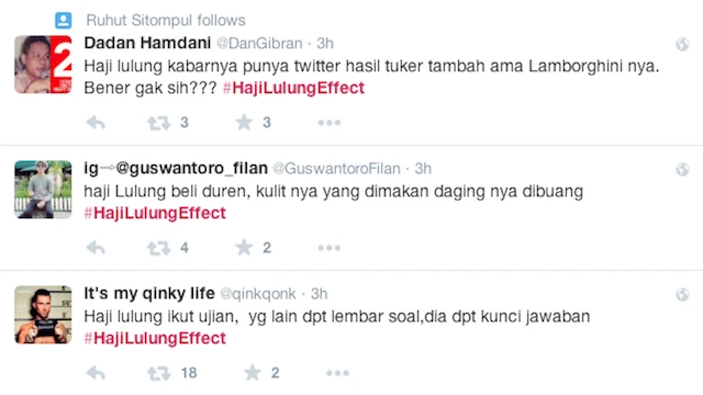 komentar di Twitter tentang haji lulung