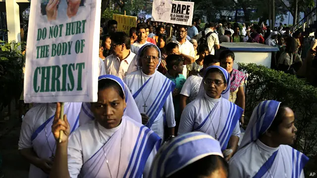 पश्चिम बंगाल, नन रेप मामले के ख़िलाफ़ विरोध प्रदर्शन