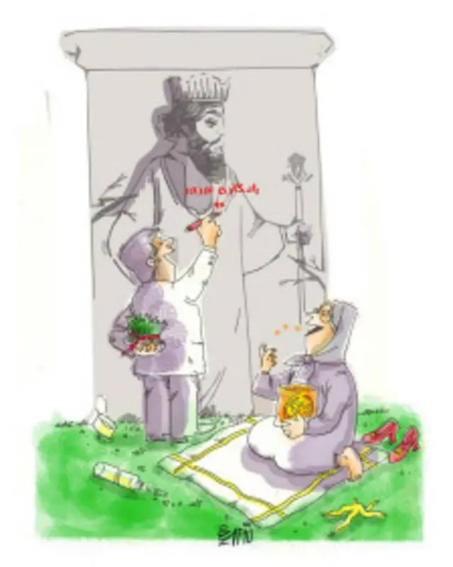 داعش در تخت جمشید - کارتون فیروزه مظفری، فرهیختگان