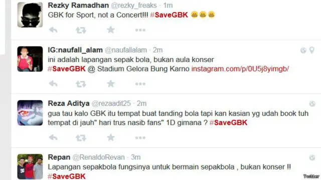 Twiiter dengan tagar #SaveGBK
