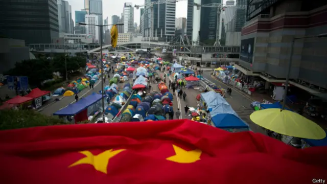 “占中”现场的中国国旗