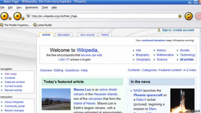 Así lucía Mozilla Firefox cuando salió al mercado.