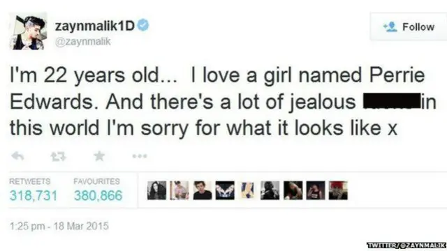 Kicauan Zayn Malik di Twitter.