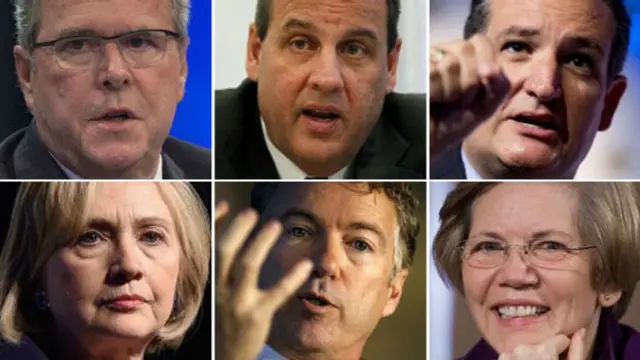 Jeb Bush, Chris Christie, Ted Cruz, Elizabeth Warren, Rand Paul, Hillary Clinton
