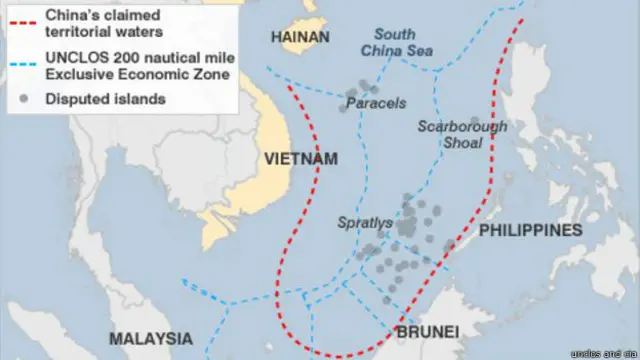 Kawasan Laut Cina selatan yang menjadi sengketa antara Cina dan beberapa negara tetangganya.