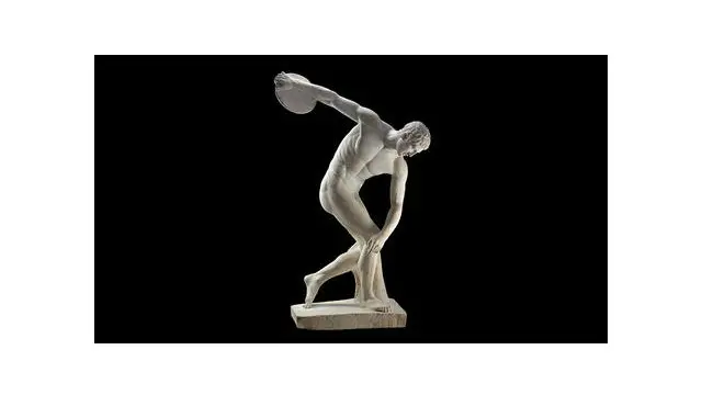 Tiruan Discobulus dari marmer di British Museum direstorasi dengan keliru sehingga kepalanya menghadap ke arah yang salah (Kredit foto: The Trustees of the British Museum).