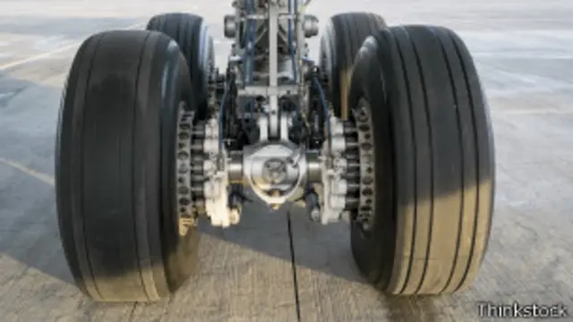 Tren de aterrizaje de un avión.