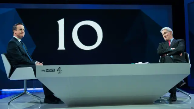 英国保守党领袖卡梅伦接受帕克斯曼长达18分钟的质问