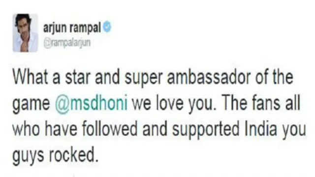 हैशटैग #डेयरटूबीधोनी के साथ अर्जुन रामपाल का ट्वीट