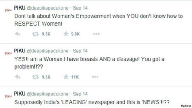 بھارت سے شائع ہونے والے انگریزی روزنامے کے بعد ٹوئٹر پر دیپکا نہ اس طرح جواب دیا تھا