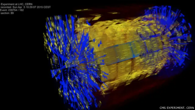 اكتشف فريق العمل "بقعا" من الجسيمات، وقد حدث ذلك عندما ضربت البروتونات الشاردة واحدا من حواجز الحفاظ على مسار الحزم