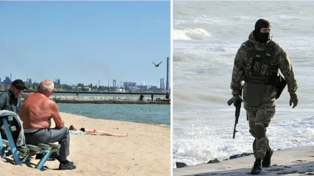 Еще в начале мая 2014 года на пляжах Мариуполя можно было увидеть отдыхающих. Уже спустя несколько дней в городе вспыхнули кровавые беспорядки. После длительного противостояния город остался под контролем украинских сил. Но ситуация здесь до сих пор остается напряженной, а вместо отдыхающих по пляжам гуляют бойцы украинских спецподразделений.