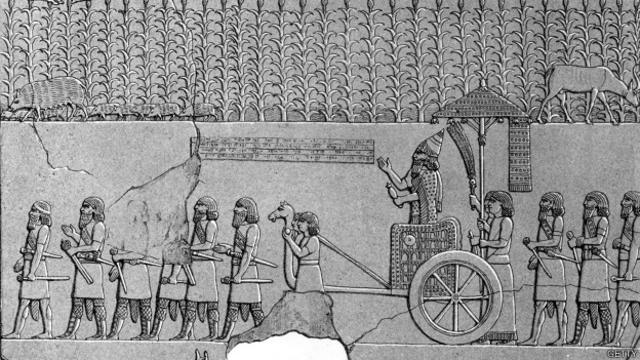 Ilustración de un grabado asirio