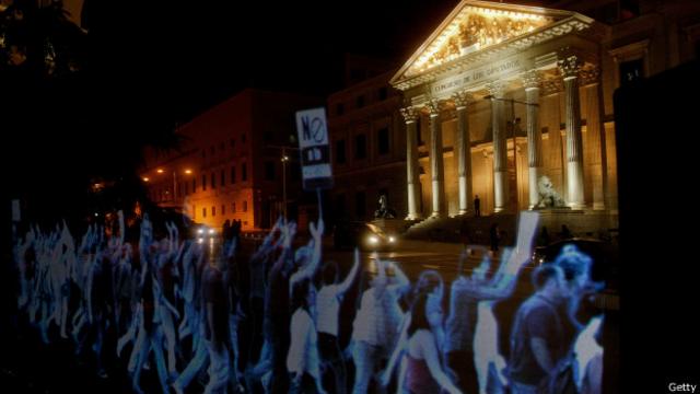 En abril más de 2.000 imágenes tridimensionales marcharon en España para protestar contra la llamada 'ley mordaza'. 