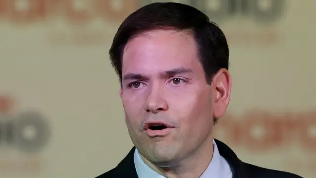 لمرشح الجمهوري ماركو روبيو ألقى خطابا كان بمثابة إعلان بالفوز