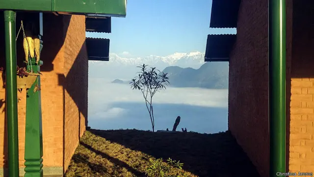 Вид на пики Гималаев