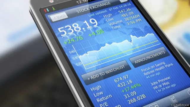 Esta aplicación informa del precio de las acciones a tiempo real, entre otras cuestiones.