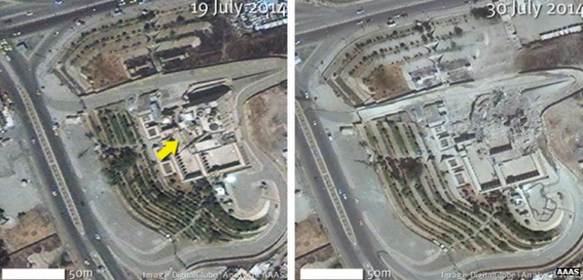 سیٹیلائیٹ تصاویر سے نظر آ رہا ہے کہ دولتِ اسلامیہ نے حضرف یونس کے مقبرے کو بھی تباہ کر دیا ہے