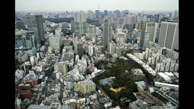 Вид на Токио с храмом Хикава