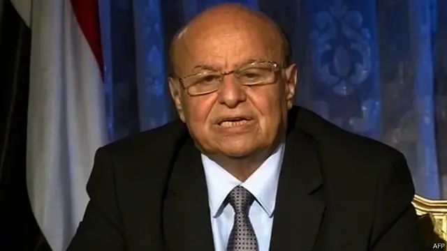 شكر الرئيس اليمني عبد ربه منصور هادي السعودية على دعم "شرعيته" في كلمة بثها التليفزيون.