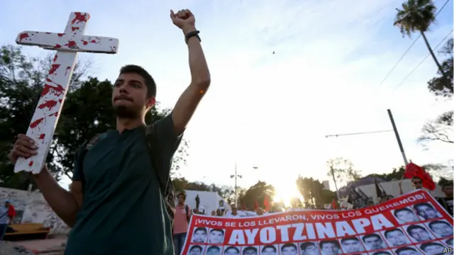 Protesta por la desaparición de estudiantes en Ayotzinapa