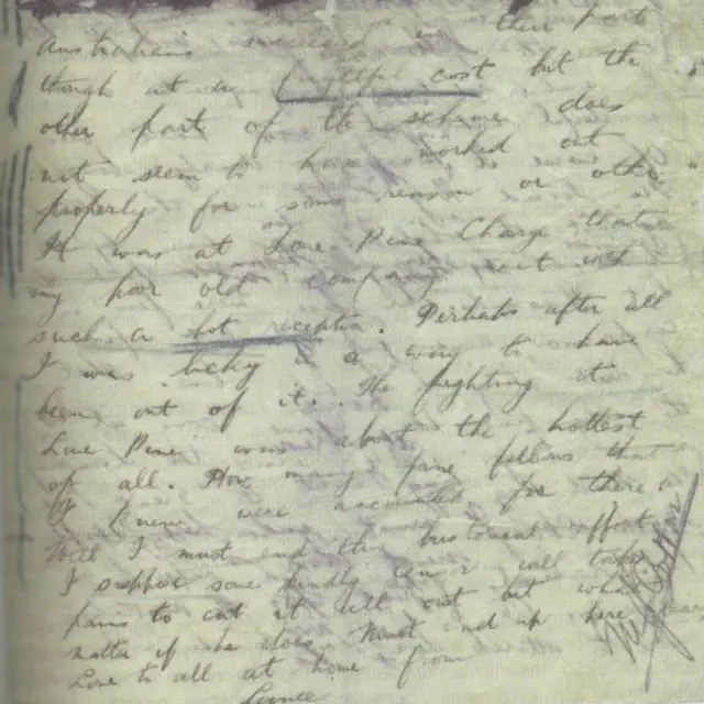 Lance imzalı mektup. (Kaynak: Genelkurmay ATASE Yayınları'ndan 'Çanakkale Muharebeleri'nin Esirleri İfadeler ve Mektuplar')