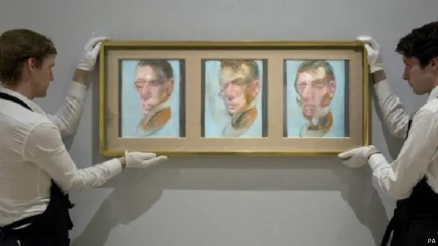 لوحة "ثلاث دراسات للرسم الذاتي" (1980) تظهر بيكون وهو مسبل العينين تلاحقه بصورة متزايدة حتمية الموت