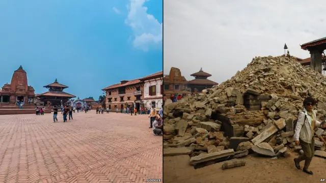 دربار سکوائر، بھکتاپور: فروری 2015 اور اپریل 2015