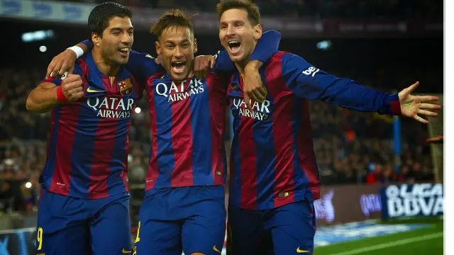 Suaez, Neymar và Messi ghi tổng cộng 111 bàn thắng cho tới nay trong mùa giải này.