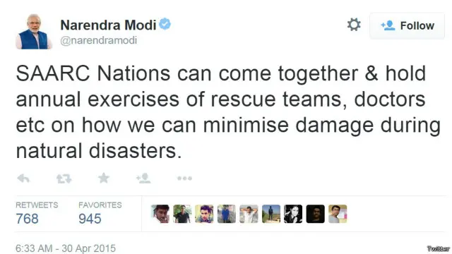 ’سارک ممالک مل کر ایسی سالانہ مشقیں کر سکتے ہیں جن میں امدادی ٹیمیں اور ڈاکٹر شامل ہوں کہ کیسے قدرتی آفات کے نتیجے میں نقصانات کو کم سے کم کیا جا سکتا ہے‘
