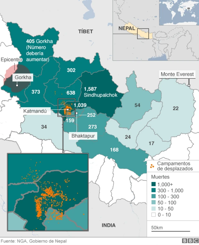 Las víctimas fatales del terremoto de Nepal