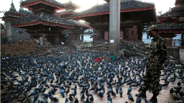 尼泊爾被毀壞的古建築