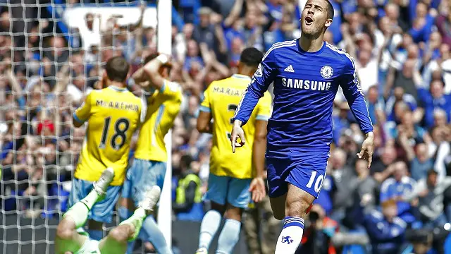Hazard ghi bàn thắng ở phút 45 trên chấm phạt đền mang lại chức vô địch sớm cho Chelsea.