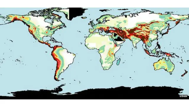 Peta survei geologi AS yang menunjukkan bahaya seismik 