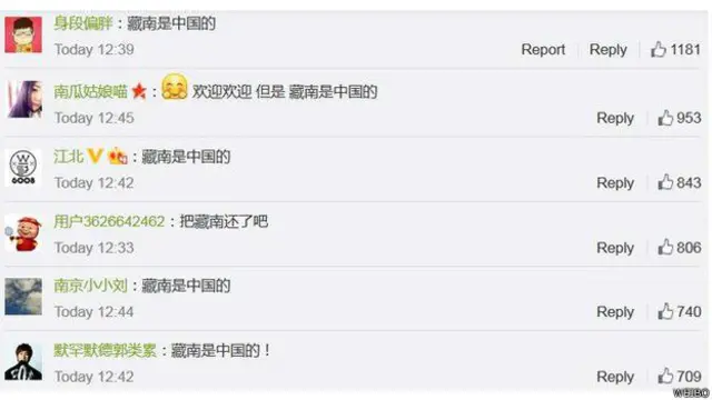 Komentar yang muncul dalam akun Weibo PM India.