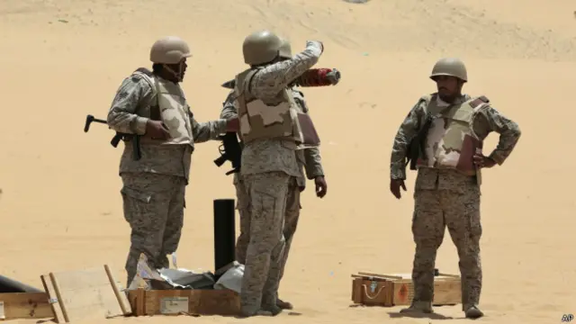 نیروهای عربستان سعودی در نزدیکی مرز با یمن