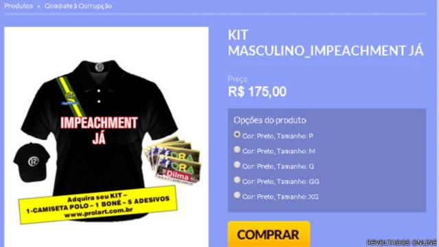 Movimento se financia por doações e venda de camisetas e kits anti-impeachment