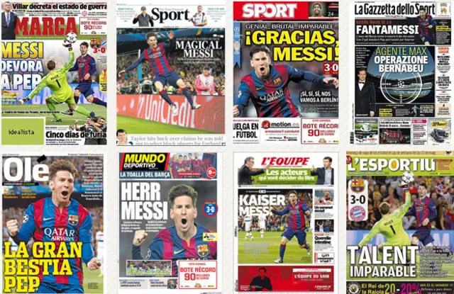 La prensa en Inglaterra, España, Argentina, Italia, Francia... El denomidador común es la figura de Messi.