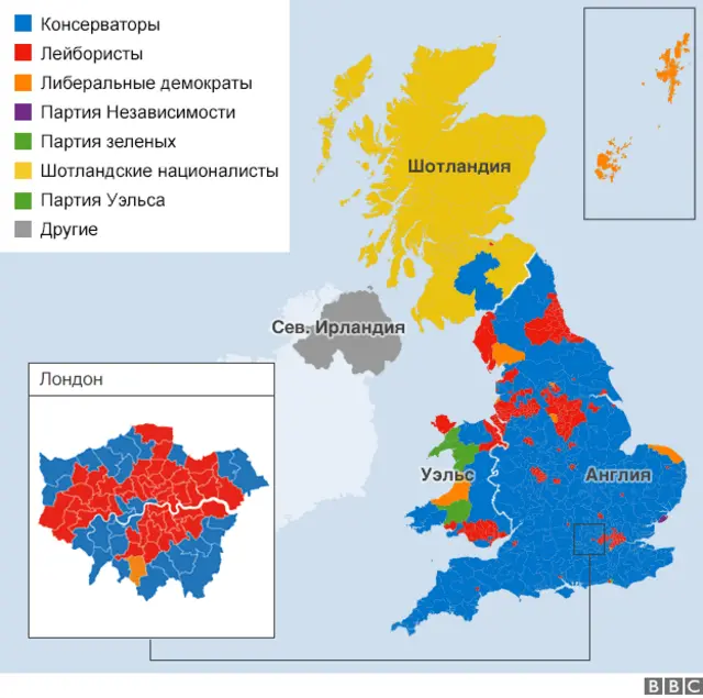Карта выборов Британии