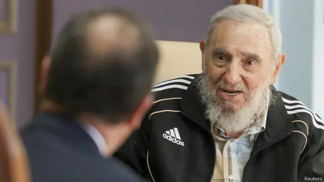 Олланд и Фидель Кастро