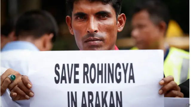 罗兴亚难民2015年3月在马来西亚抗议要求帮助