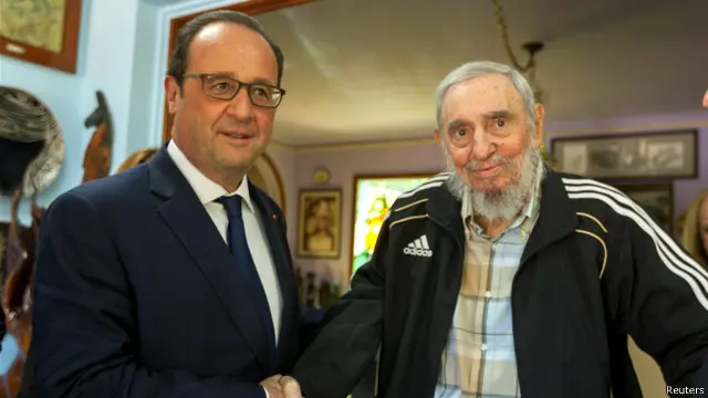 Francois Hollande dan Fidel Castro