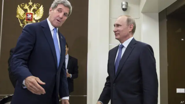 Переговоры с участием Владимира Путина, Джона Керри и Сергея Лаврова продолжались в сочинской резиденции более четырех часов